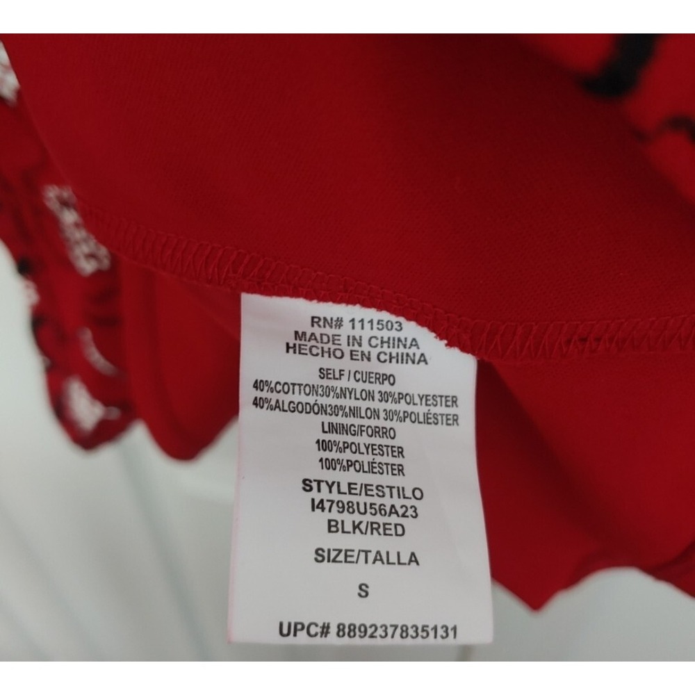 NWTS! Red & Black Floral Lily Rose Dress Size Small Missing Belt - Picture 11 of 13